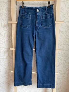 Anthropologie Mauve Colette cropped, high-rise, wide leg, jeans, size 24